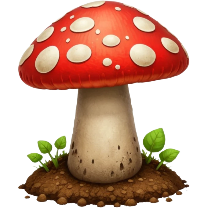 red magic mushroom with dirt emoji