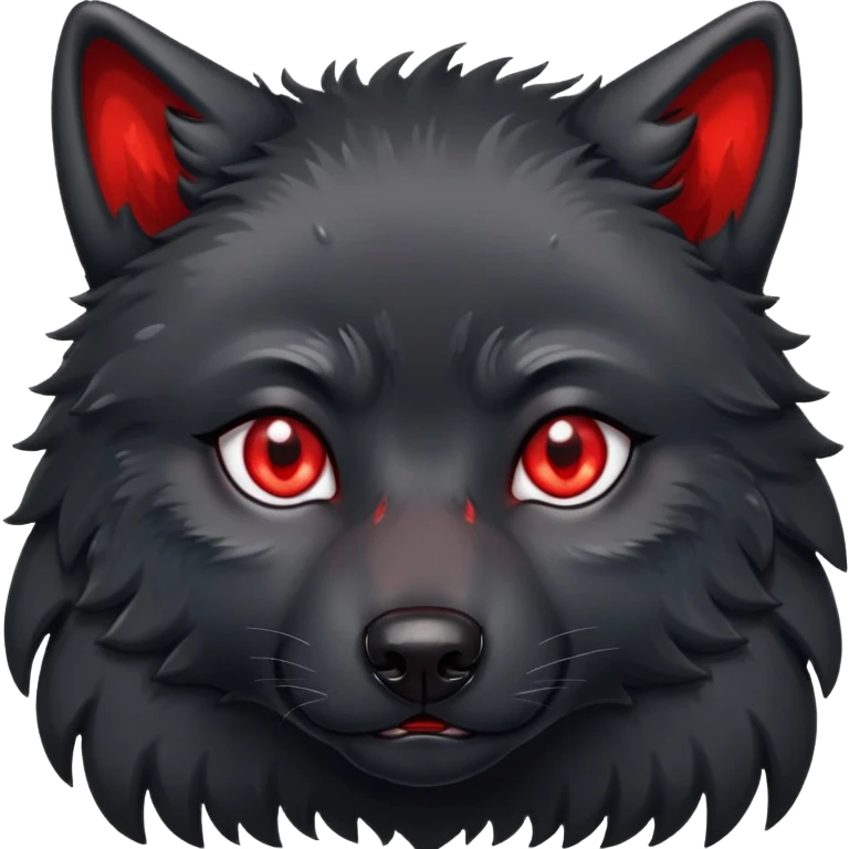 sad crying black wolf with red eyes emoji