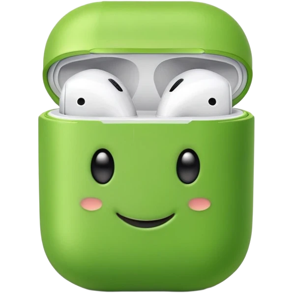 cute green pea wearing airpods emoji