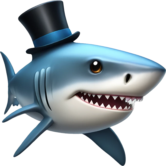 Shark with a top hat emoji