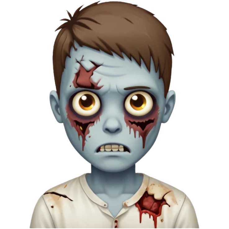 zombie boy with brown hair and white shirt emoji