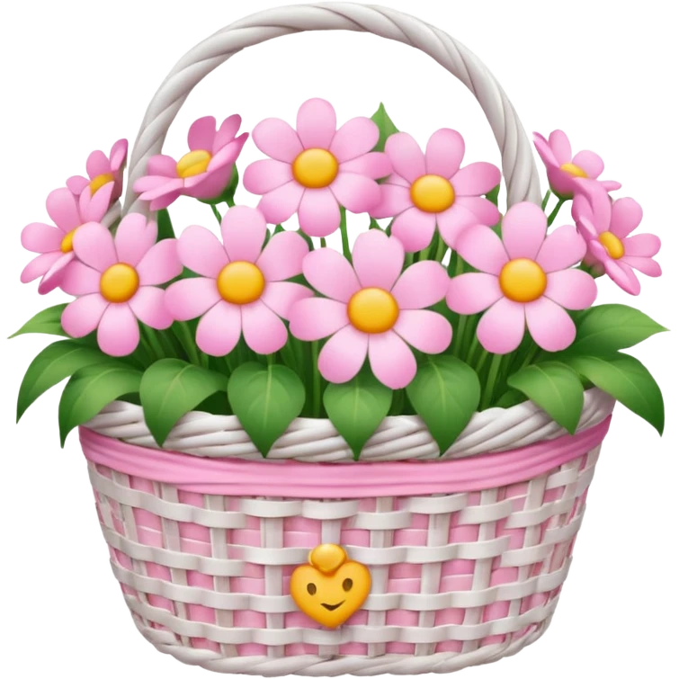 Pink flowers in a white basket emoji
