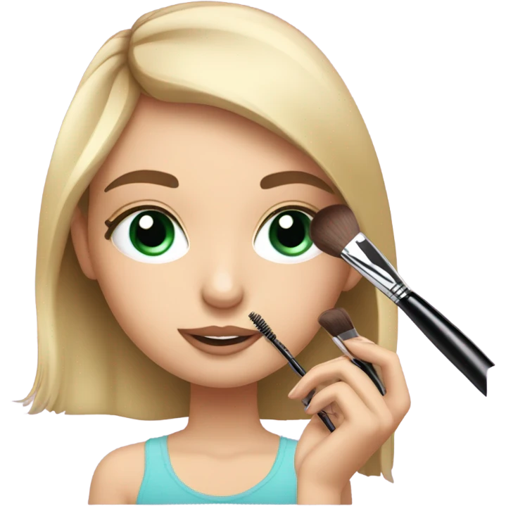 White girl doing makeip emoji