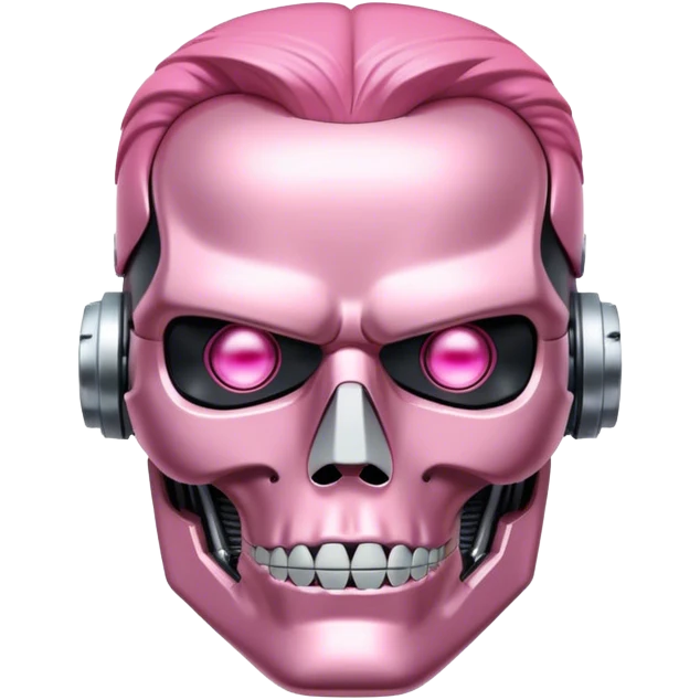 schwarzenegger-looking pink terminator with an email icon instead of one eye emoji
