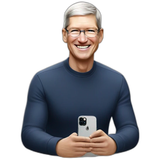 Happy Tim Cook with iPhone 15 Pro Max emoji