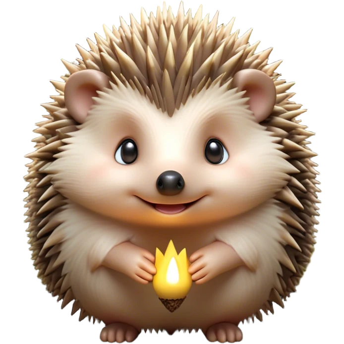 Cinematic Adorably Cute Hedgehog Portrait Emoji, Poised with a round, spiky yet cuddly body and bright, curious eyes peeking from beneath a soft array of quills, Simplified yet irresistibly adorable features, highly detailed, glowing with a warm, gentle forest glow, high shine, lively and endearing, stylized with an air of woodland cuteness, soft glowing outline, capturing the essence of a playful hedgehog that appears ready to scurry out of the screen with delightful charm! emoji