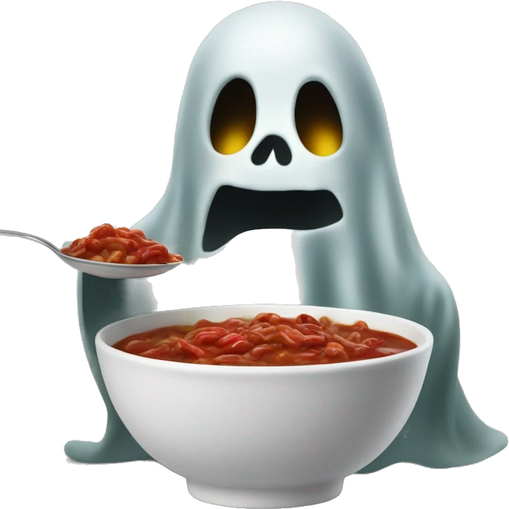 The ghost of christmas past eating a bowl of chili emoji