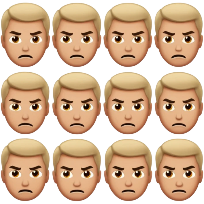 10 Caucasian brothers in bible story with jealous angry faces emoji