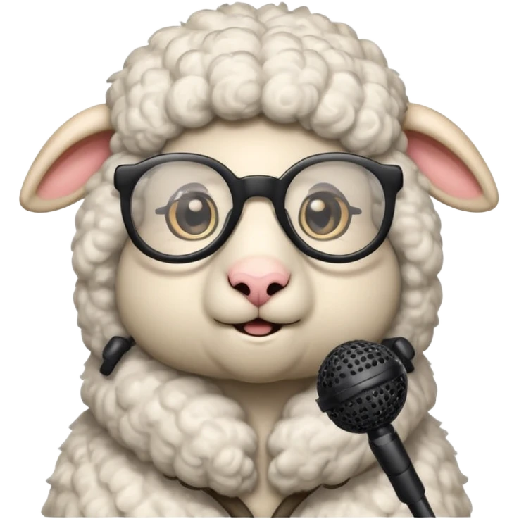 sheep with microphone and glasses emoji