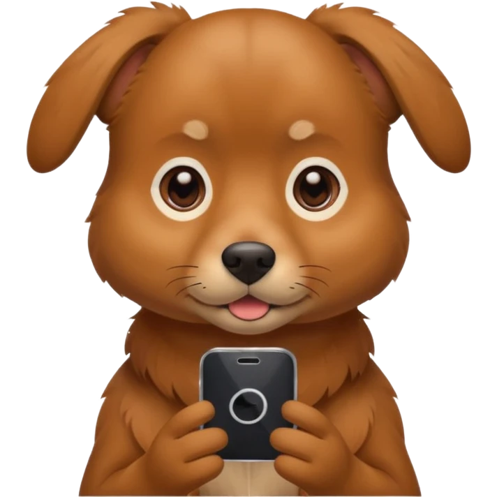 Pies z telefonem emoji