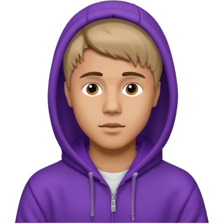 justin bieber, wear purple hoodie emoji