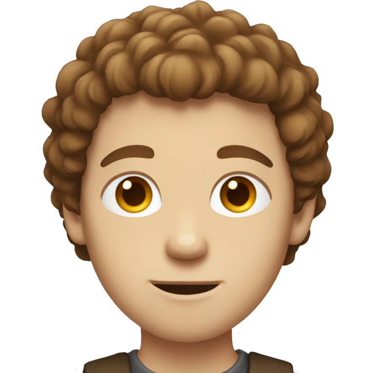 White Boy with brown fluffy hair emoji
