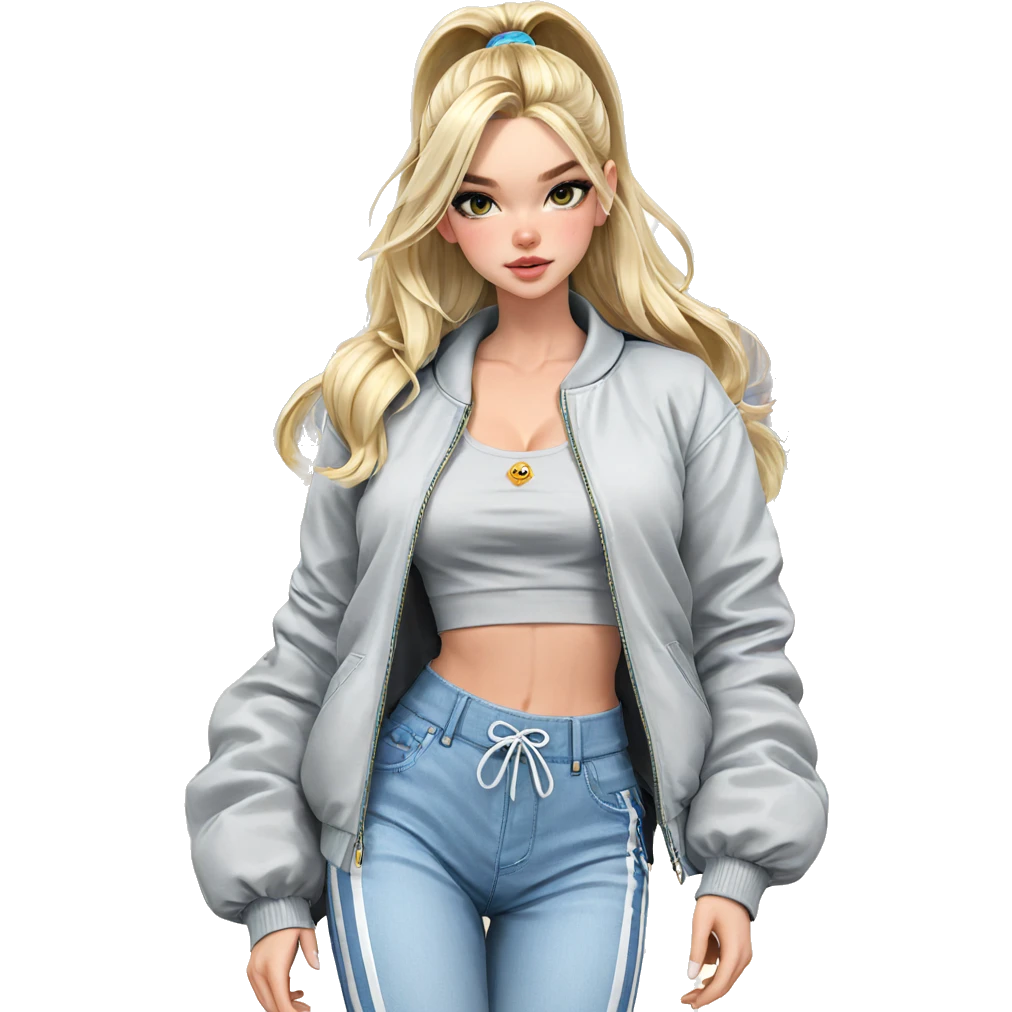 blonde girl in city outfit emoji