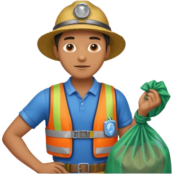 Explorer Man with big trash net and colorful cloth emoji