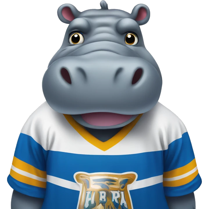 Hippo wearing hockey jersey emoji
