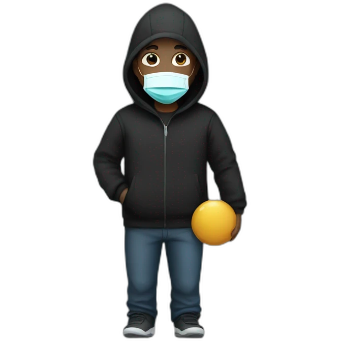 Man with medical mask and black hoody emoji