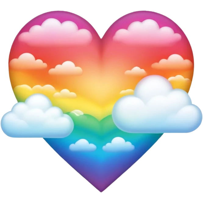 heart with rainbow gradient and clouds emoji