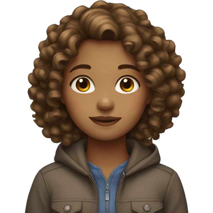 Girl with Curly brown hair  emoji