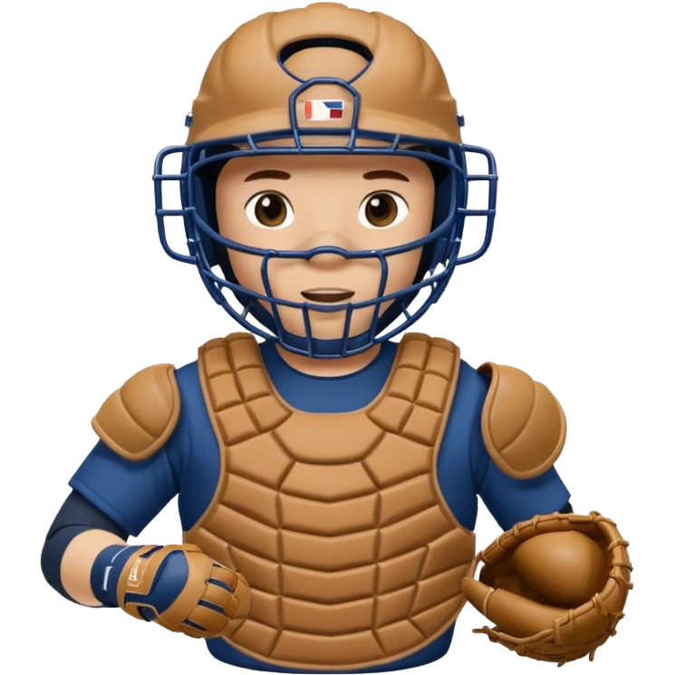 Baseball catcher, with glove up and in the foreground, ready to catch the ball emoji