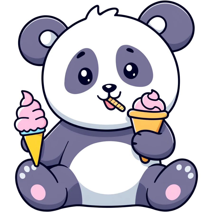 Panda eating ice cream emoji