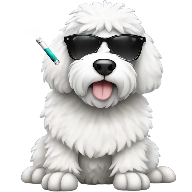 sheepadoodle smoking cigarette wearing sunglasses emoji