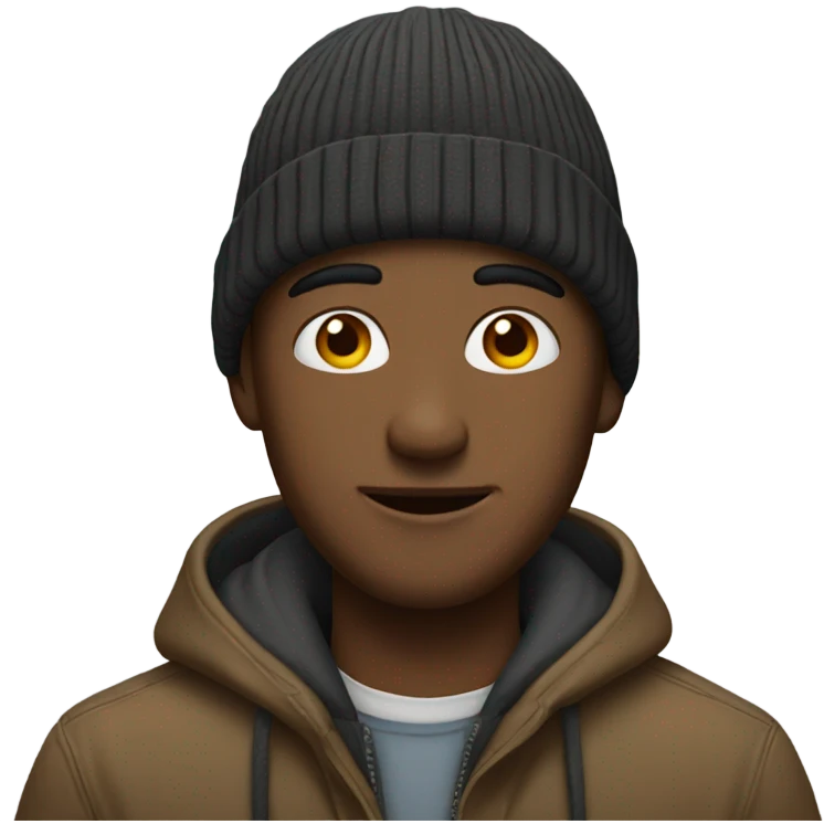 male portrait with beanie emoji