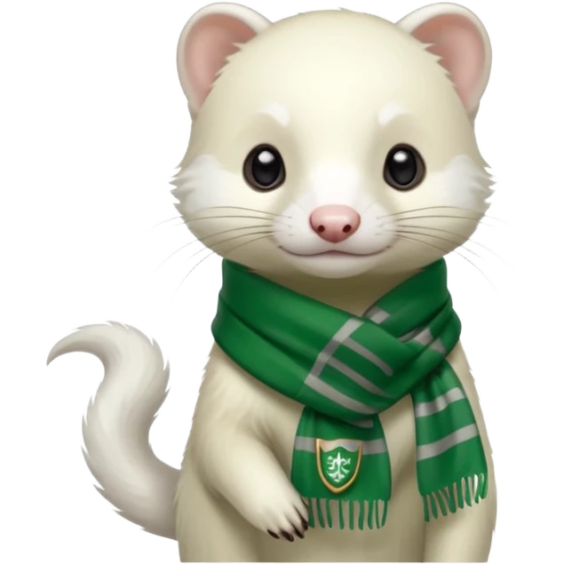 The white ferret with slytherin scarf emoji