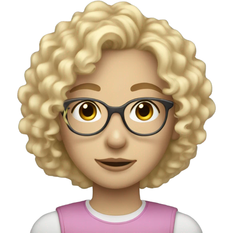 Blonde teen girl with curly hair and clear glasses and pale skin emoji