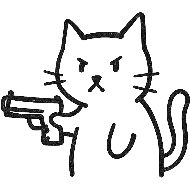 a cat with a gun emoji