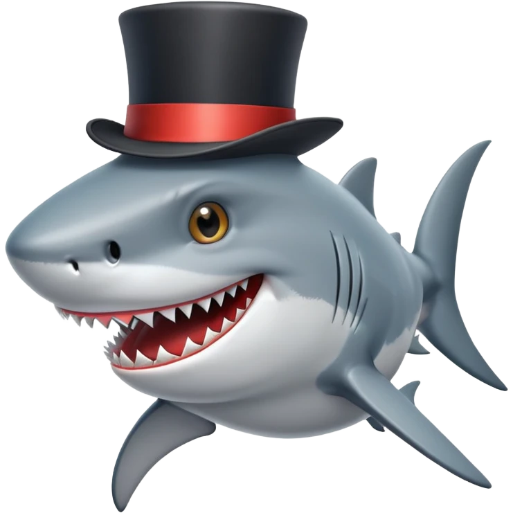 Shark with a top hat emoji