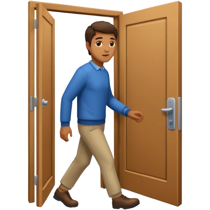 man walking out a door emoji