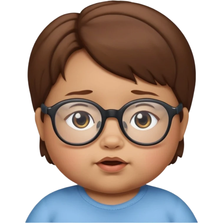 Fat baby with glasses and brown hair emoji