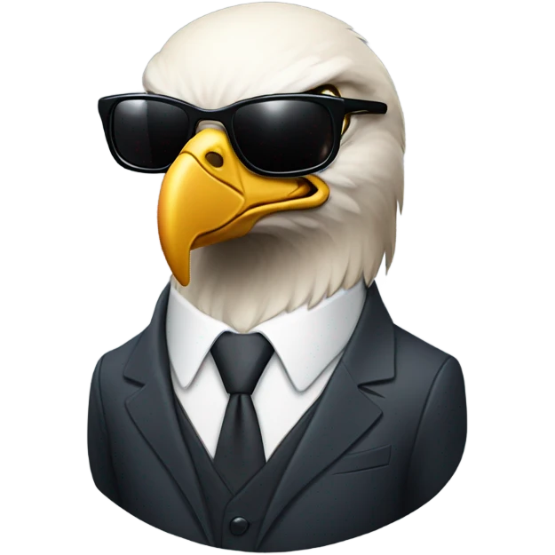 Bald eagle with suit and sunglasses emoji