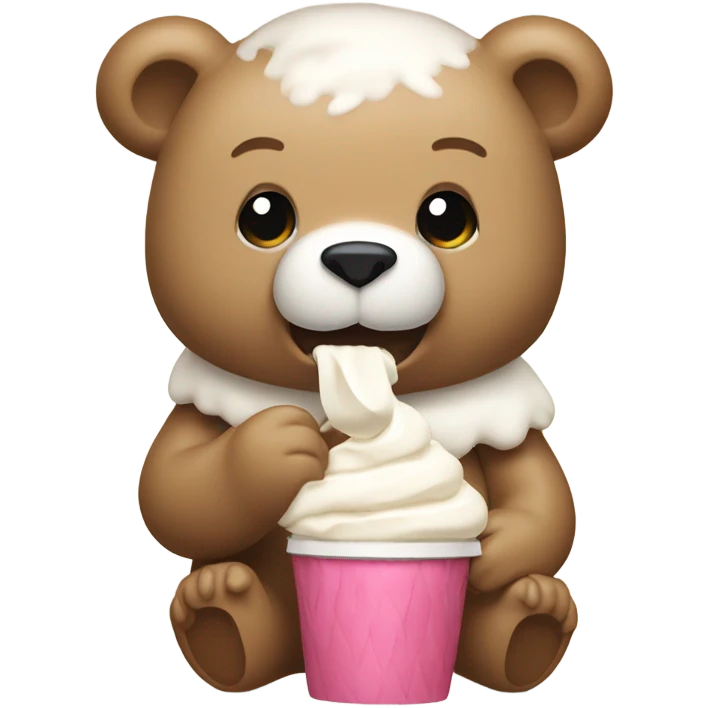 Beige bear eating whip cream  emoji