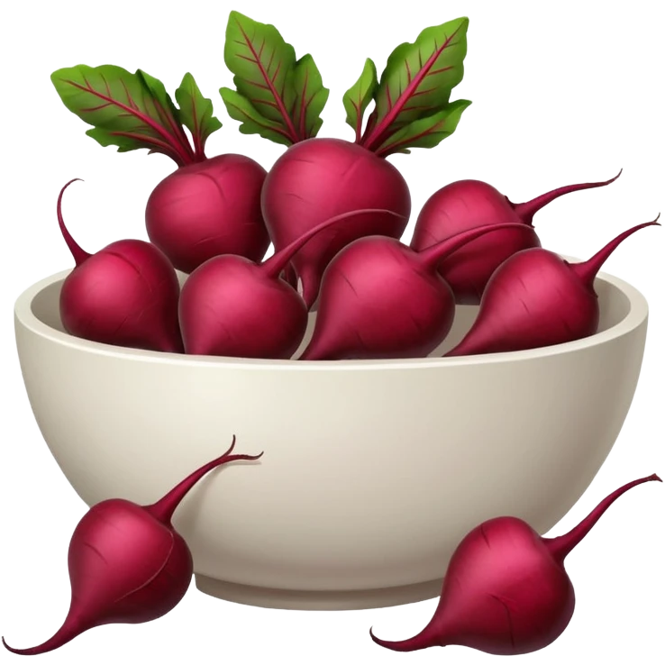 white bowl filled with whole red beets, no slices emoji