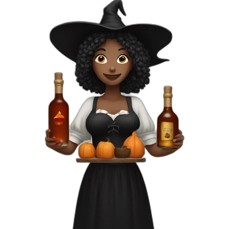 witch holding two hennessy bottles emoji