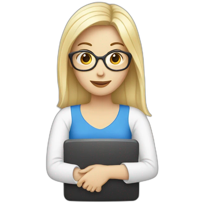 white woman with computer emoji