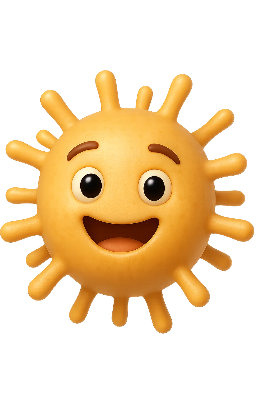 EMOJI STILE IPHONE DI BATTERI INTESTINALI FELICI CHE FLUTTUANO IN ARIA IPERREALISTICO 4K emoji
