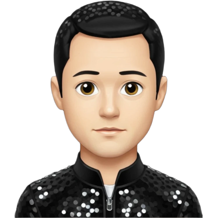Joseph Gordon-Levitt as Neil McCormick from Mysterious Skin with light skin, black hair, black sequin outfit emoji