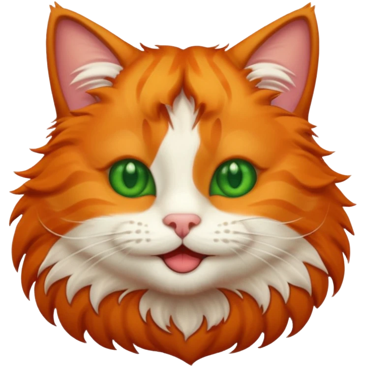 Нарисуй эмодзи для канала Юморкишас.Это веселый забавный рыжий кот с зелеными глазами emoji