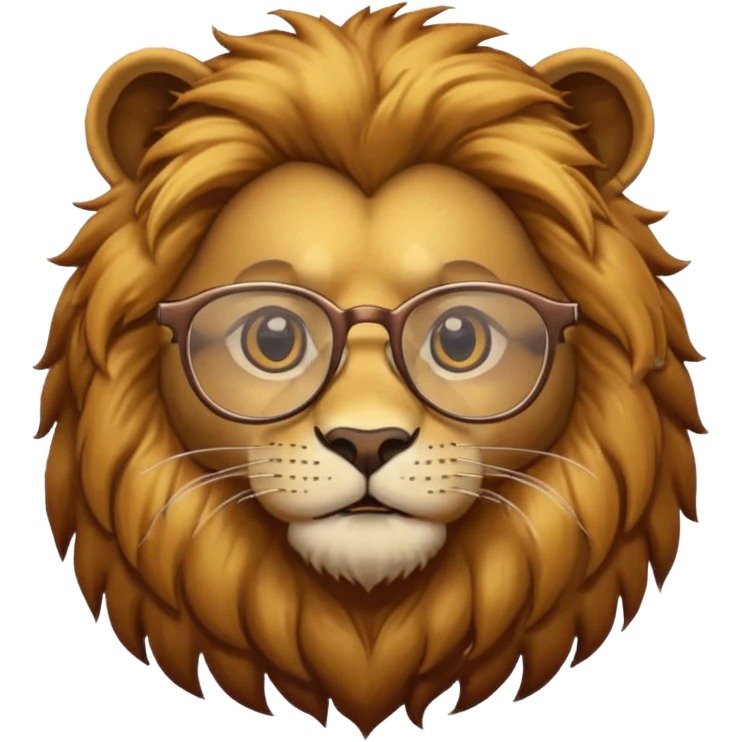 lion face wearing glasses emoji