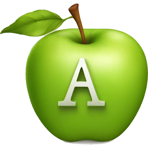 An apple with the letter A emoji