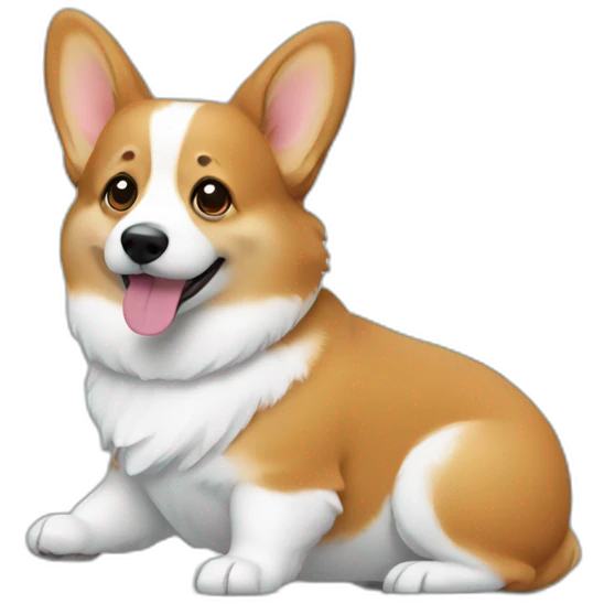 corgi with computer emoji