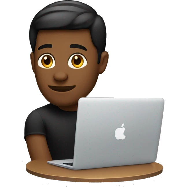 brown guy in black shirt behind macbook emoji