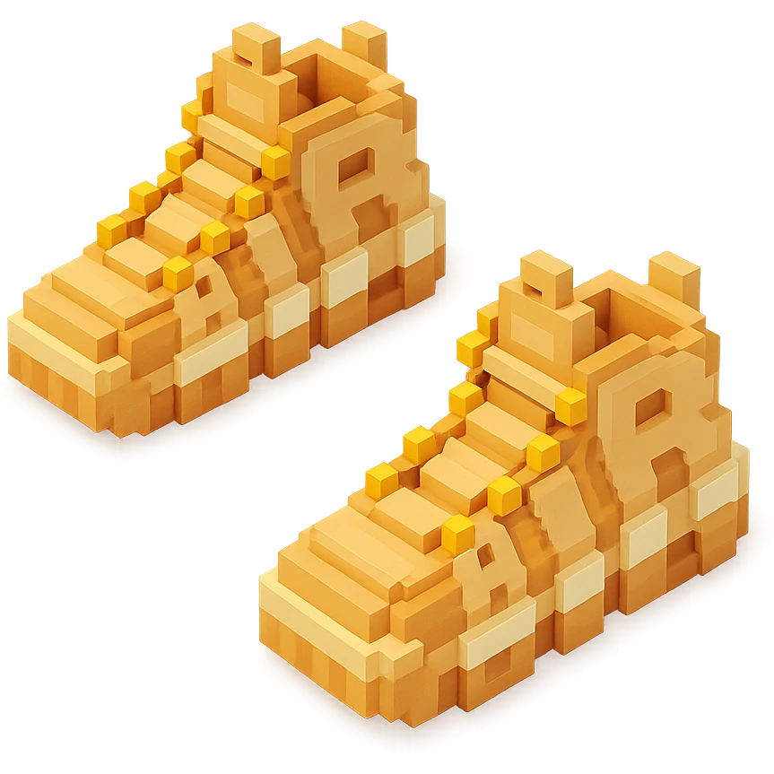 two pairs of Nike Air More Uptempo sneakers in beige with gold beads on the laces emoji
