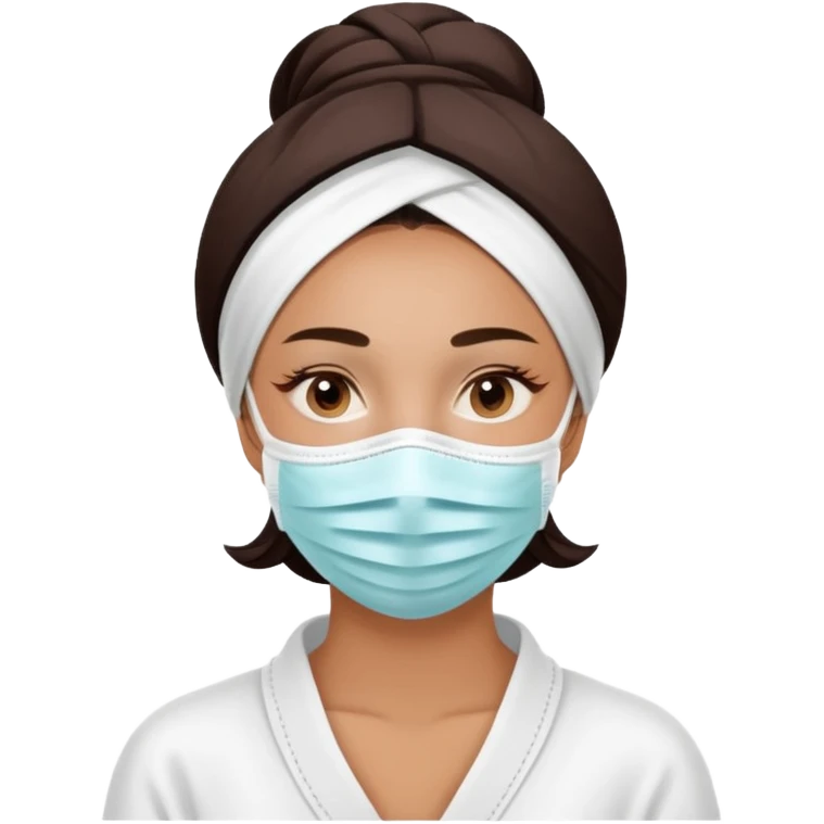 Lady with face mask spa beauty full face relaxing emoji