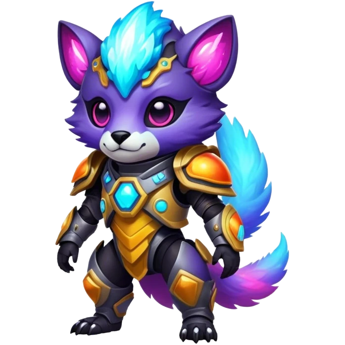 Epic Edgy Cute Colorful Nebula Modern Futuristic Vernid-Protogen-creature-animal, full body emoji