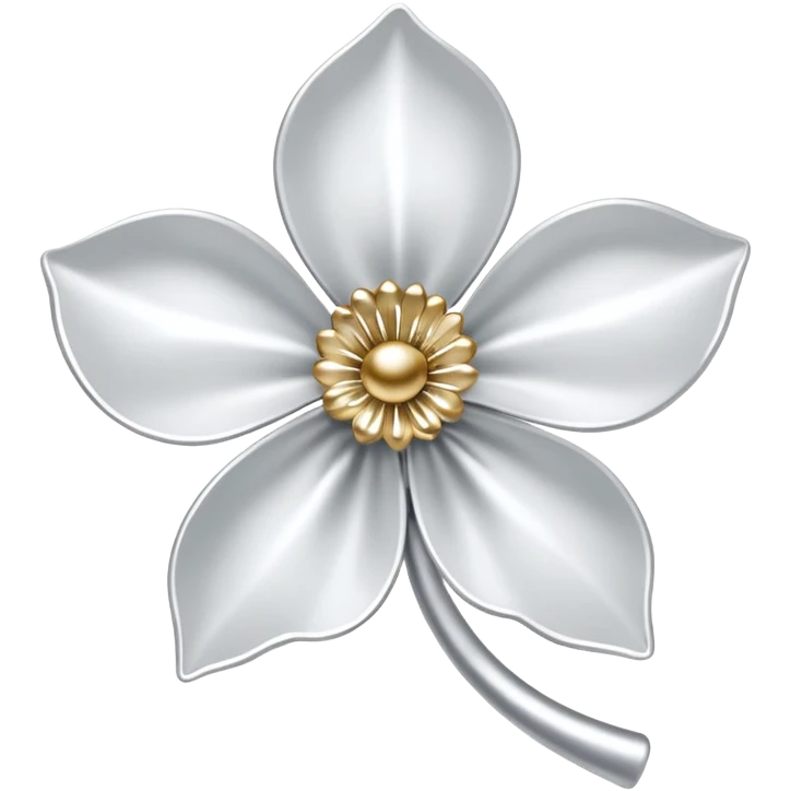 white sakura flower with a bow and metallic silver petals emoji