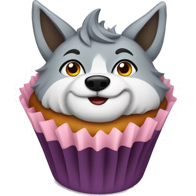 cupcake with wolf emoji