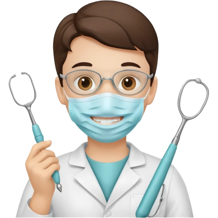 dentist with mask, holding dental tool emoji
